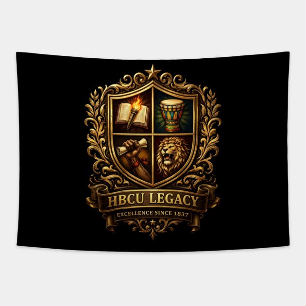 HBCU Legacy Crest – Excellence Since 1837 Tapestry by UrbanLifeApparel