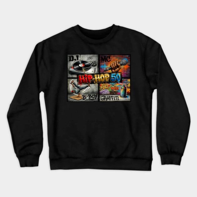 Hip-Hop 50 – The Four Elements Anniversary Tribute Crewneck Sweatshirt by UrbanLifeApparel