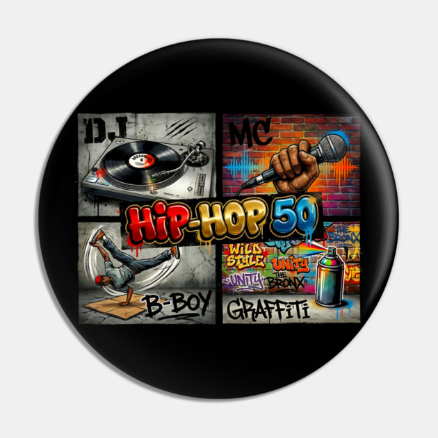 Hip-Hop 50 – The Four Elements Anniversary Tribute Pin by UrbanLifeApparel