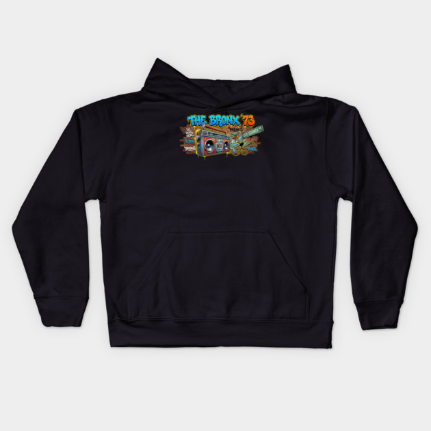 The Birth of Hip Hop – The Bronx ’73 & 1520 Sedgwick Ave Kids Hoodie by UrbanLifeApparel