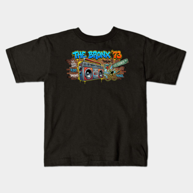 The Birth of Hip Hop – The Bronx ’73 & 1520 Sedgwick Ave Kids T-Shirt by UrbanLifeApparel