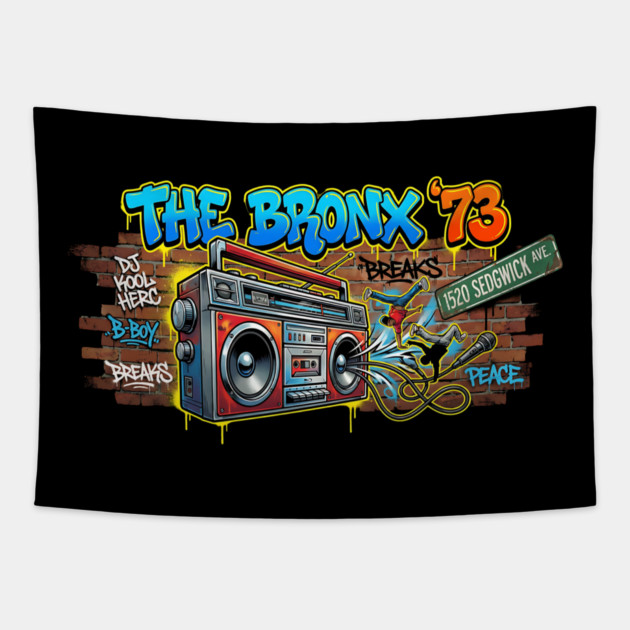 The Birth of Hip Hop – The Bronx ’73 & 1520 Sedgwick Ave Tapestry by UrbanLifeApparel