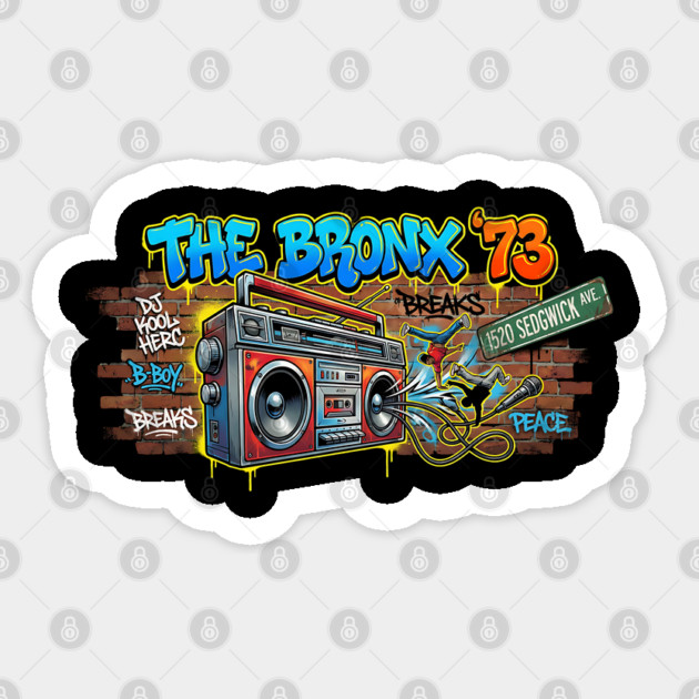 The Birth of Hip Hop – The Bronx ’73 & 1520 Sedgwick Ave Sticker by UrbanLifeApparel