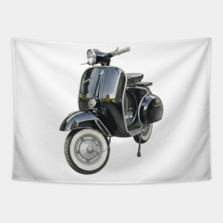 Classic Black Vespa Scooter A Timeless Watercolor Tapestry