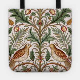 Vintage Birds and Foliage Pattern – Arts and Crafts Inspired  Design Tote