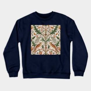 Vintage Birds and Foliage Pattern – Arts and Crafts Inspired  Design Crewneck Sweatshirt