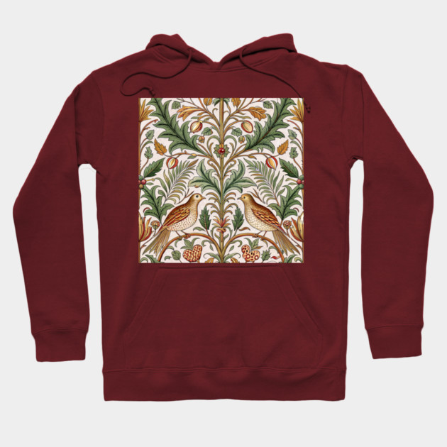 Vintage Birds and Foliage Pattern – Arts and Crafts Inspired  Design Hoodie by DonWillisJrArt