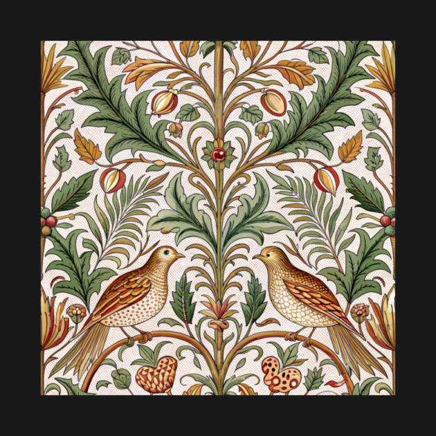 Vintage Birds and Foliage Pattern – Arts and Crafts Inspired  Design by DonWillisJrArt