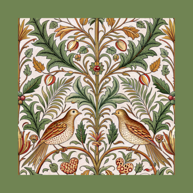 Vintage Birds and Foliage Pattern – Arts and Crafts Inspired  Design by DonWillisJrArt