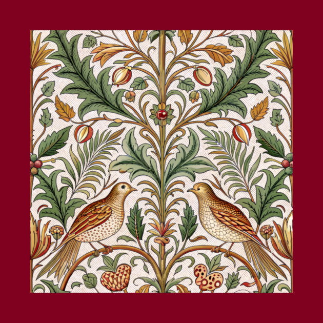 Vintage Birds and Foliage Pattern – Arts and Crafts Inspired  Design by DonWillisJrArt