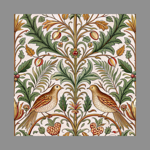 Vintage Birds and Foliage Pattern – Arts and Crafts Inspired  Design by DonWillisJrArt