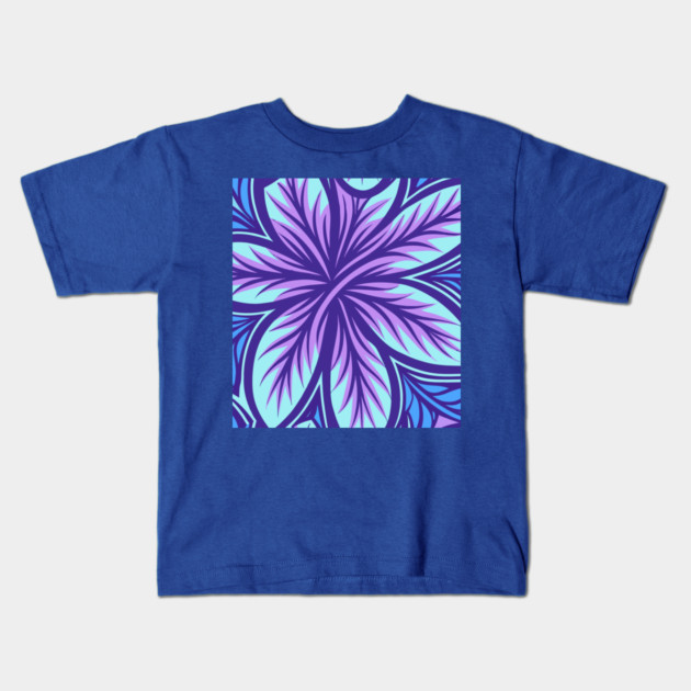 Electric Blue and Purple Abstract Swirly Pattern Kids T-Shirt by DonWillisJrArt