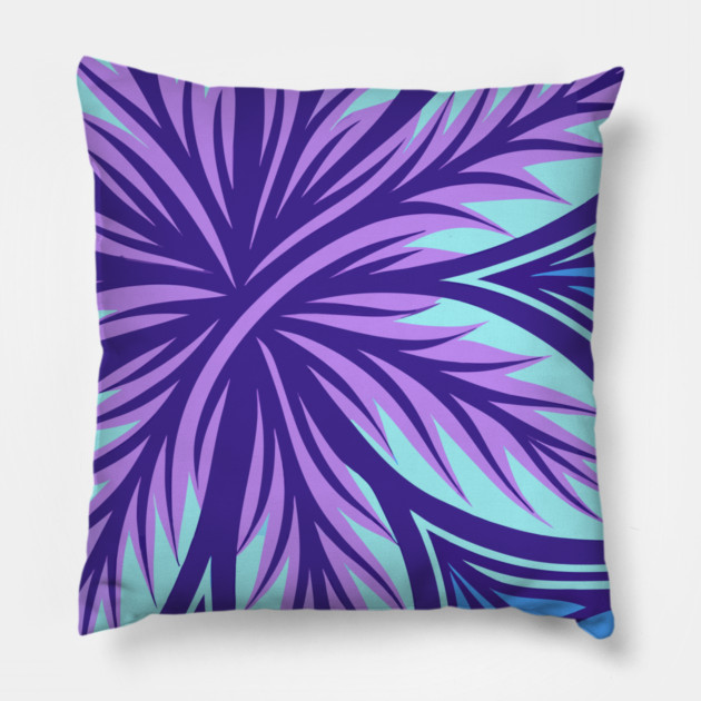 Electric Blue and Purple Abstract Swirly Pattern Pillow by DonWillisJrArt