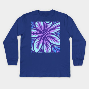 Electric Blue and Purple Abstract Swirly Pattern Kids Long Sleeve T-Shirt