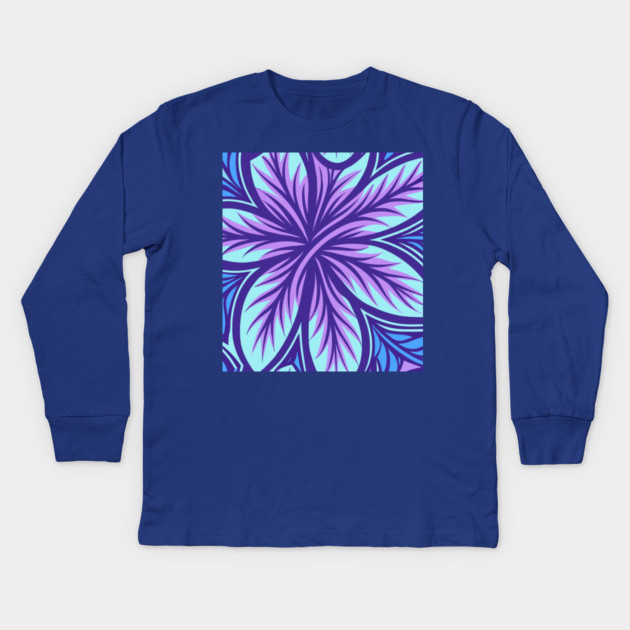 Electric Blue and Purple Abstract Swirly Pattern Kids Long Sleeve T-Shirt by DonWillisJrArt