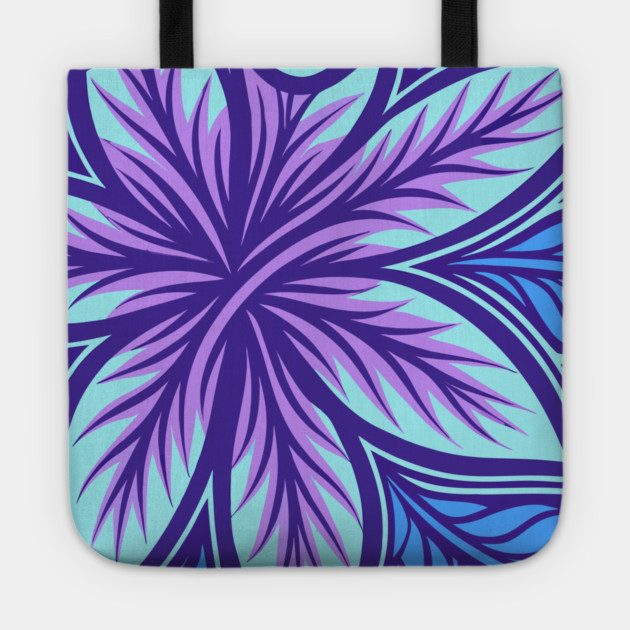 Electric Blue and Purple Abstract Swirly Pattern Tote by DonWillisJrArt