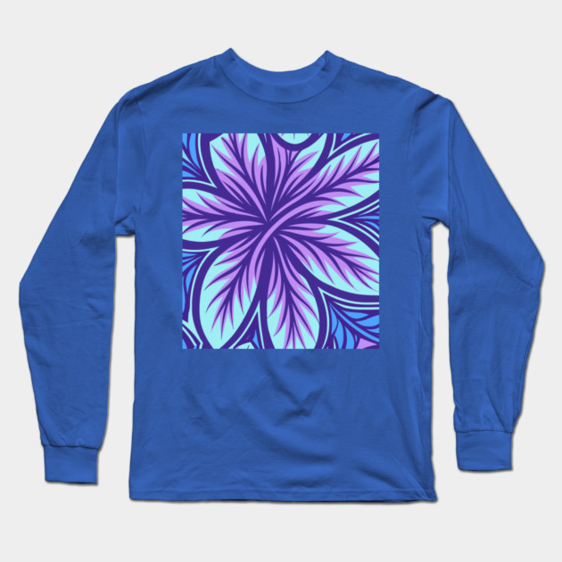Electric Blue and Purple Abstract Swirly Pattern Long Sleeve T-Shirt by DonWillisJrArt