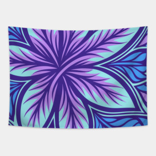 Electric Blue and Purple Abstract Swirly Pattern Tapestry