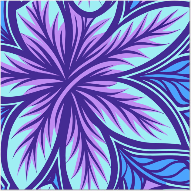 Electric Blue and Purple Abstract Swirly Pattern Wall Art by DonWillisJrArt