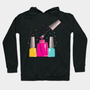 Nail Polish Bottles Manicurist Beauty Salon Artist Hoodie