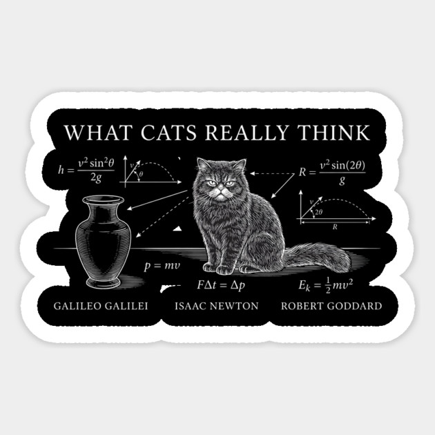 What Cats Really Think Isaac Newton Funny Cat Lover Sticker by ArtistTee ⭐⭐⭐⭐⭐