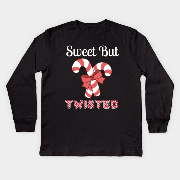 Sweet But Twisted Candy Cane Kids Long Sleeve T-Shirt by Creatifly Graphic Tees