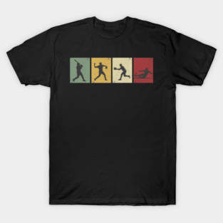Baseball Silhouettes Vintage Baseball Fan T-Shirt