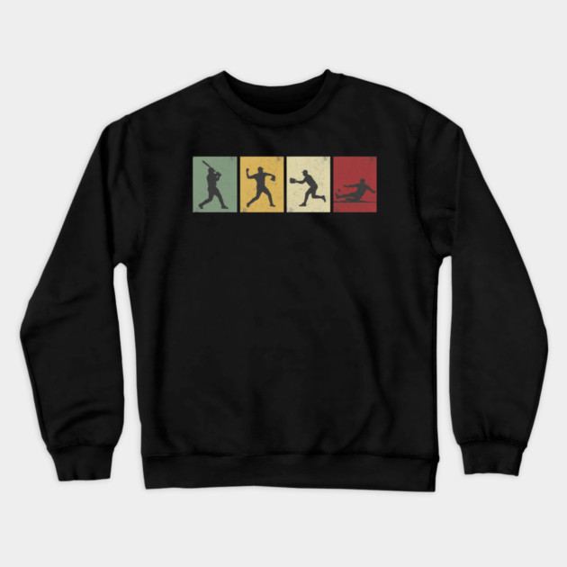 Baseball Silhouettes Vintage Baseball Fan Crewneck Sweatshirt by ArtistTee ⭐⭐⭐⭐⭐