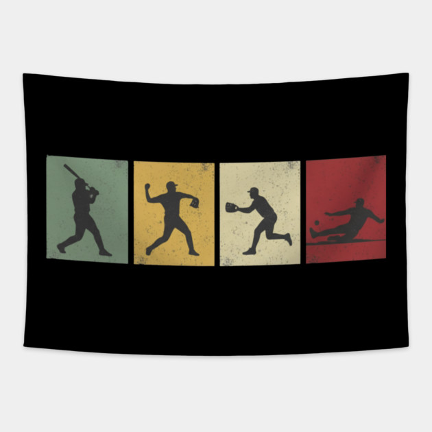 Baseball Silhouettes Vintage Baseball Fan Tapestry by ArtistTee ⭐⭐⭐⭐⭐