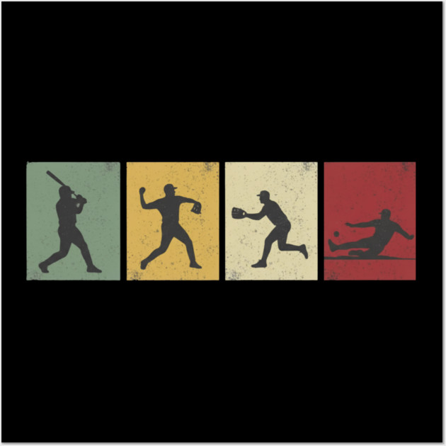 Baseball Silhouettes Vintage Baseball Fan Wall Art by ArtistTee ⭐⭐⭐⭐⭐