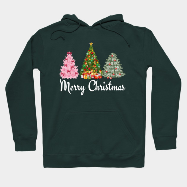 Merry Christmas Tree Hoodie by Creatifly Graphic Tees