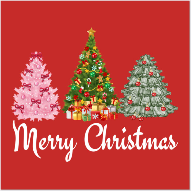 Merry Christmas Tree Wall Art by Creatifly Graphic Tees