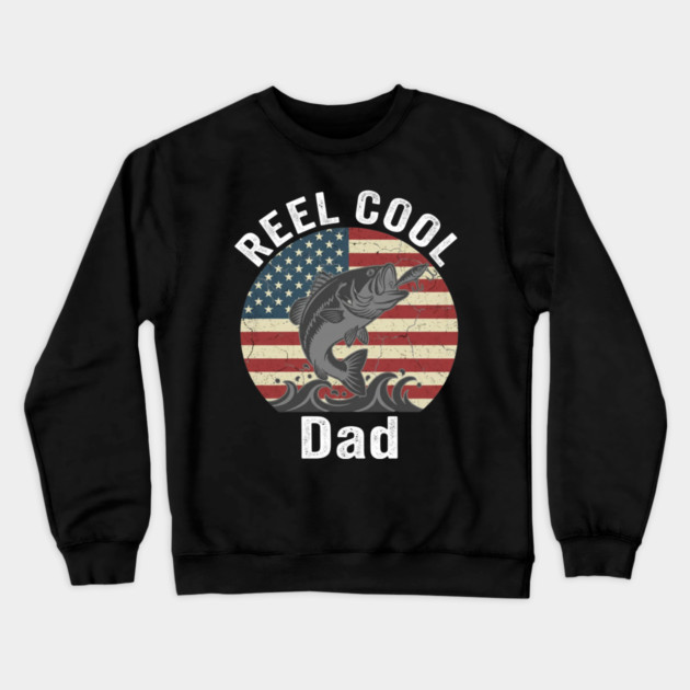 Reel Cool Dad American Flag Fishing Father's Day Crewneck Sweatshirt by ArtistTee ⭐⭐⭐⭐⭐