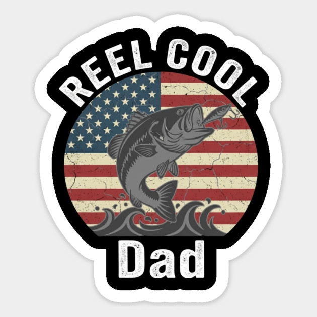 Reel Cool Dad American Flag Fishing Father's Day Sticker by ArtistTee ⭐⭐⭐⭐⭐