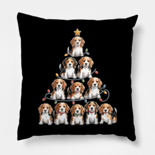 Funny Beagle Christmas Tree Dog Lovers Pillow