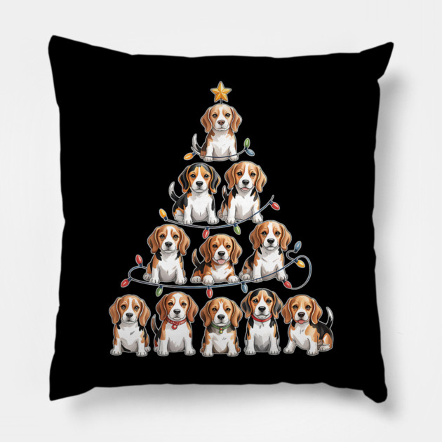 Funny Beagle Christmas Tree Dog Lovers Pillow by yangho