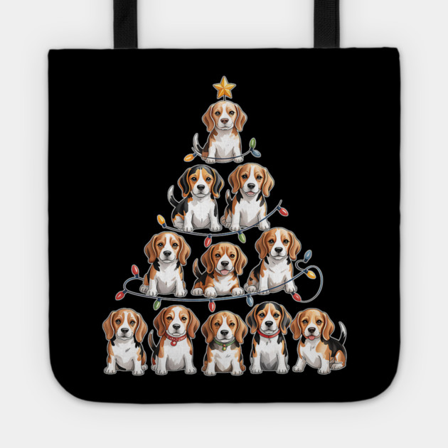 Funny Beagle Christmas Tree Dog Lovers Tote by yangho