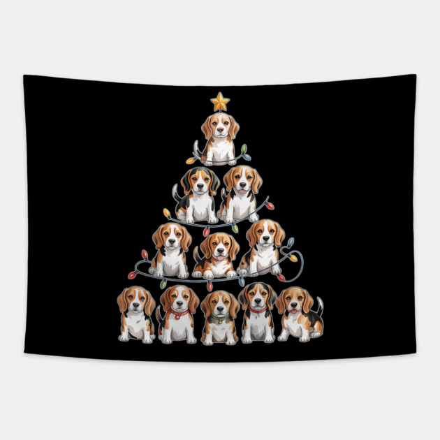 Funny Beagle Christmas Tree Dog Lovers Tapestry by yangho