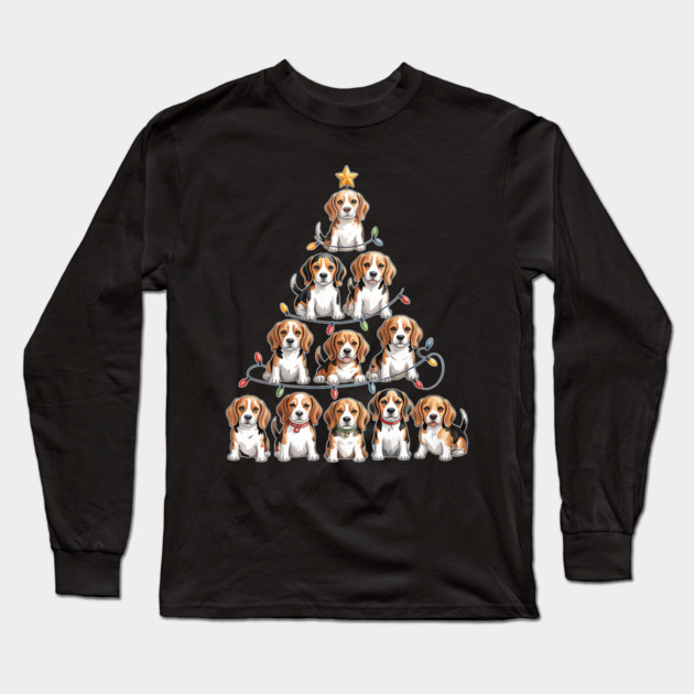 Funny Beagle Christmas Tree Dog Lovers Long Sleeve T-Shirt by yangho