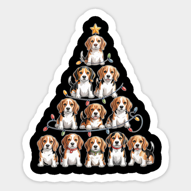 Funny Beagle Christmas Tree Dog Lovers Sticker by yangho