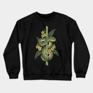 Bamboo Pit Viper Jungle Blossoms Vintage Art Crewneck Sweatshirt