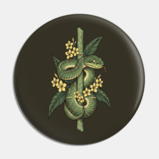 Bamboo Pit Viper Jungle Blossoms Vintage Art Pin