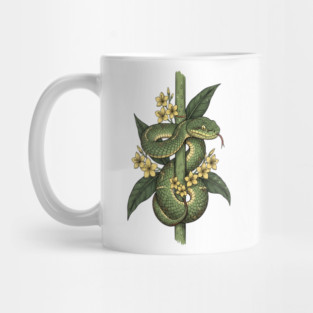Bamboo Pit Viper Jungle Blossoms Vintage Art Mug
