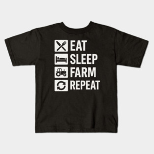 Eat Sleep Farm Repeat Kids T-Shirt