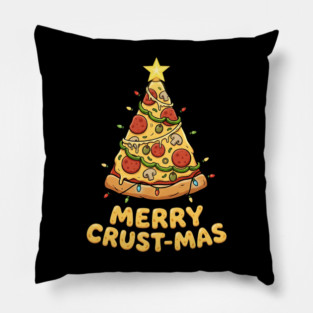 Merry Crustmas Pizza Christmas Tree Lights Pillow