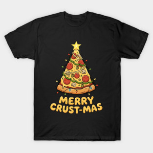 Merry Crustmas Pizza Christmas Tree Lights T-Shirt