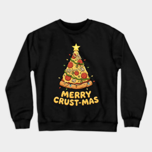 Merry Crustmas Pizza Christmas Tree Lights Crewneck Sweatshirt