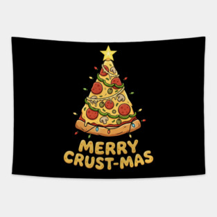 Merry Crustmas Pizza Christmas Tree Lights Tapestry