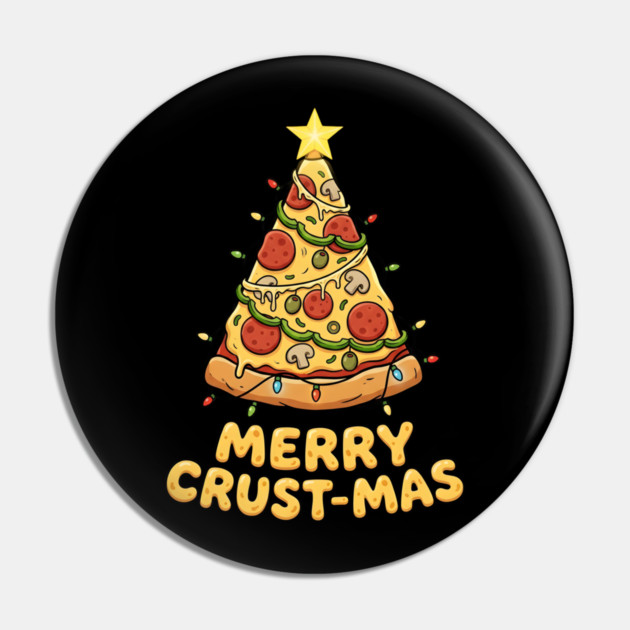 Merry Crustmas Pizza Christmas Tree Lights Pin by Creatifly Graphic Tees