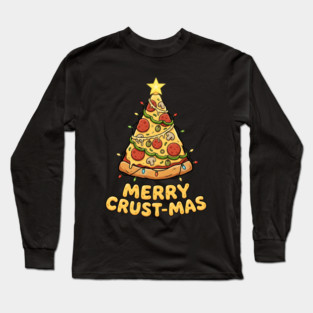 Merry Crustmas Pizza Christmas Tree Lights Long Sleeve T-Shirt